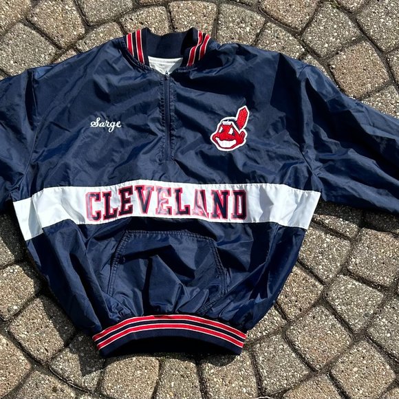 Vintage Delong Cleveland Indians  MLB BaseballWindbreaker Jacket XXL Chief Wahoo - Picture 1 of 9